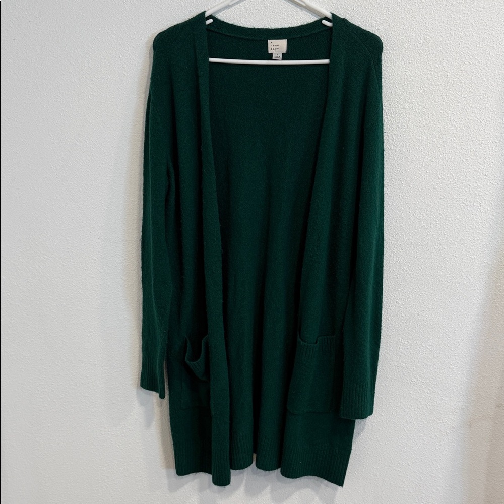 a new day Dark Green Open Front Cardigan
